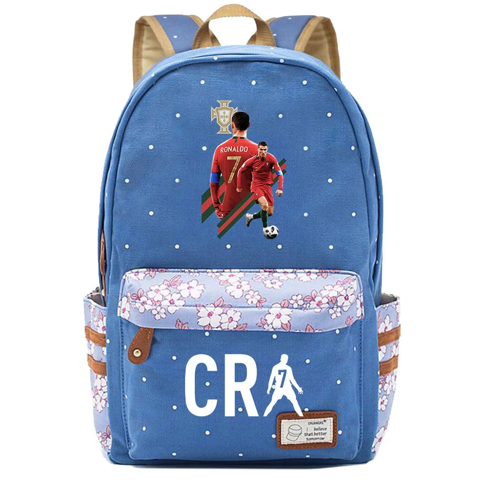 Buzzdaisy Cristiano Ronaldo Backpack - Stylish & Spacious Schoolbag with Double Side Pockets for Leisure Travel