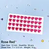 36pcs 12mm Heart Shape DIY Self-Adhesive Gem & Rhinestone Stickers Sparkling Jewel Stickers for Crafts & Decorations