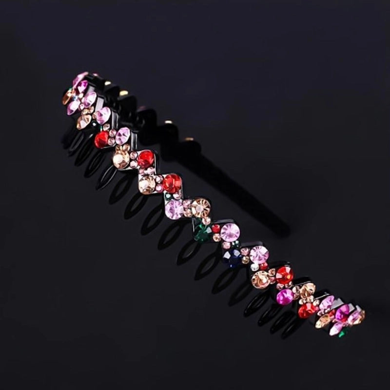 Korean New Arrival Toothed Non-Slip Rhinestone Headband Fashionable Simple Wave Crystal Headband Hair Card Headwear