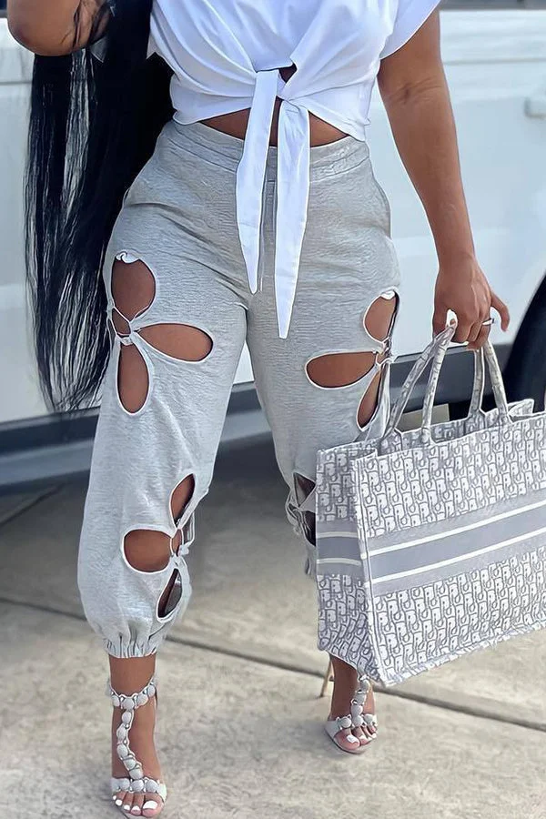 Fashion Ripped Trousers Casual Pants
