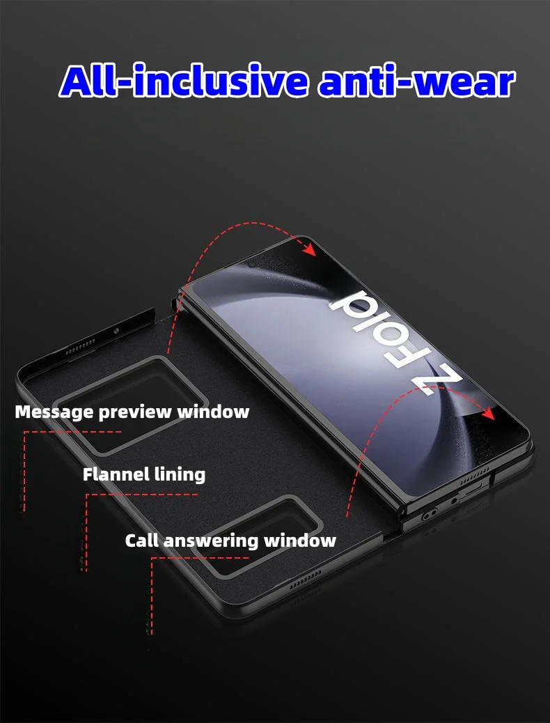 Samsung Galaxy ZFold series pen tray flip cover plain leather holder mobile phone case