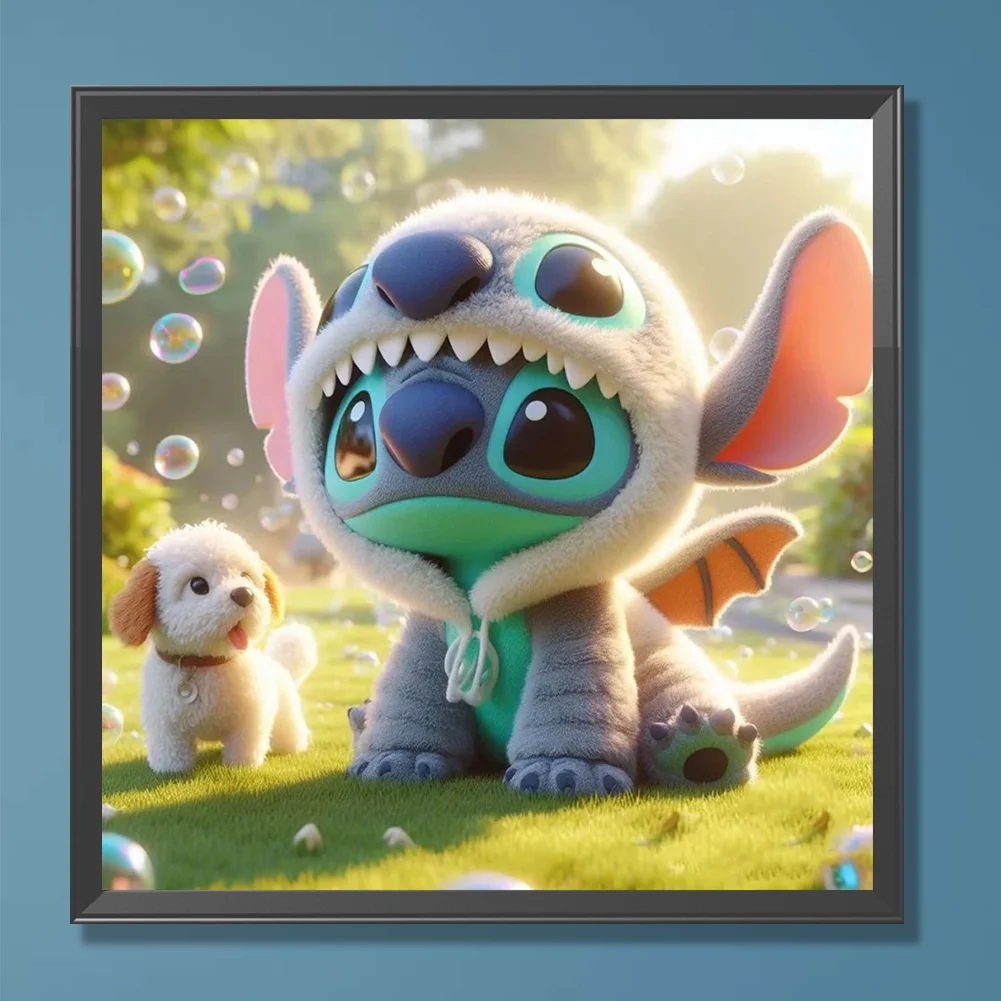 Diamond Painting - Full Round Drill - Stitch and Puppy(Canvas|30*30cm)