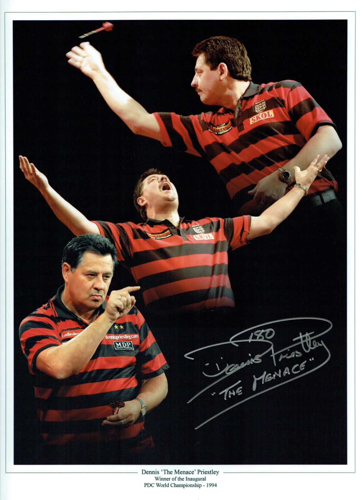 Dennis The Menace PRIESTLEY Signed Autograph Darts 16x12 Montage Photo Poster painting AFTAL COA