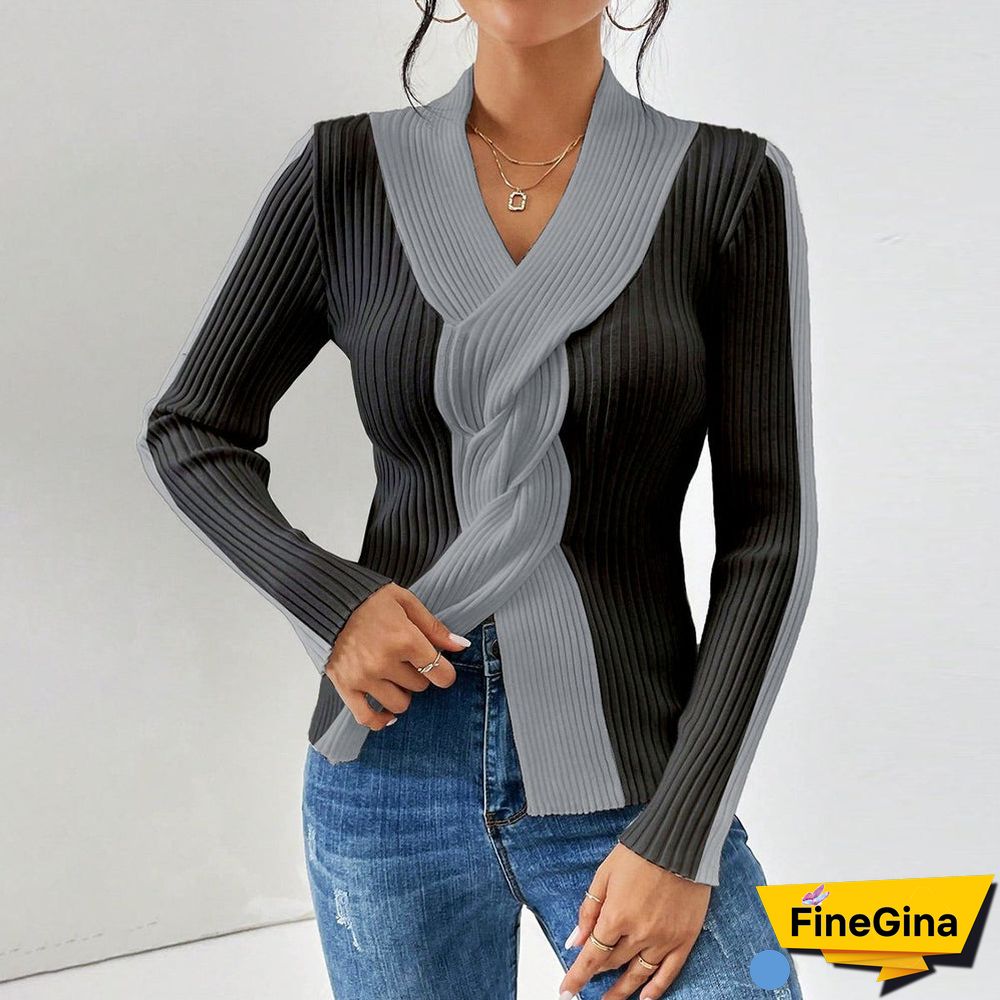 Special Color Block V-Neck Sweater