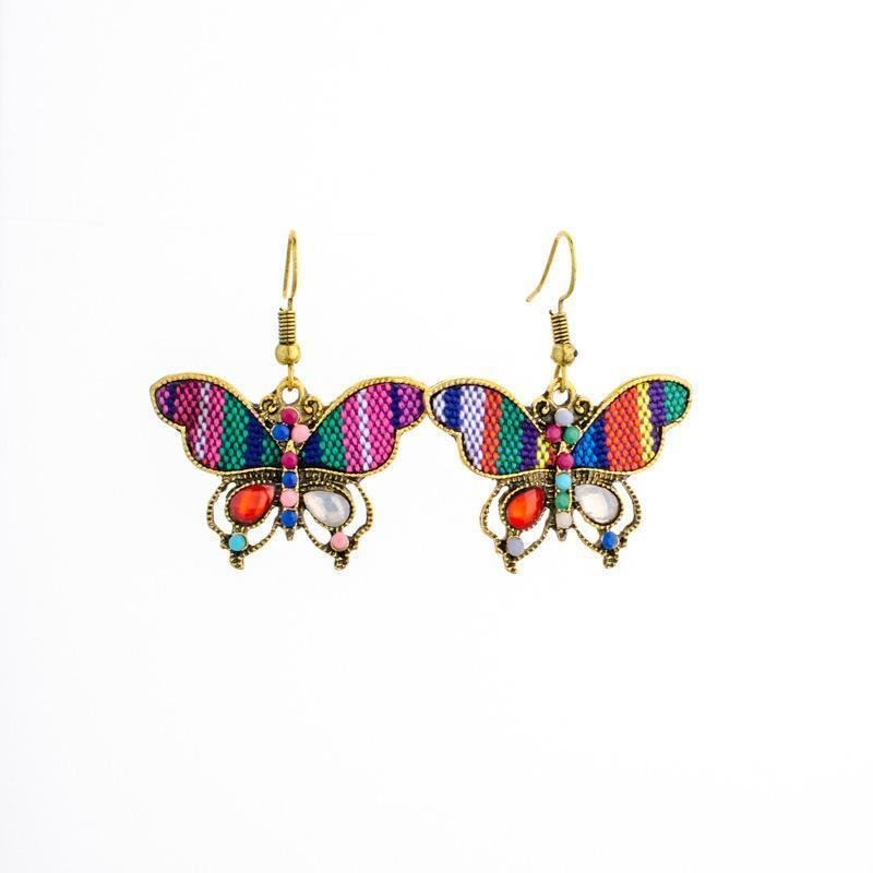 Vintage Fabric Butterfly Earrings