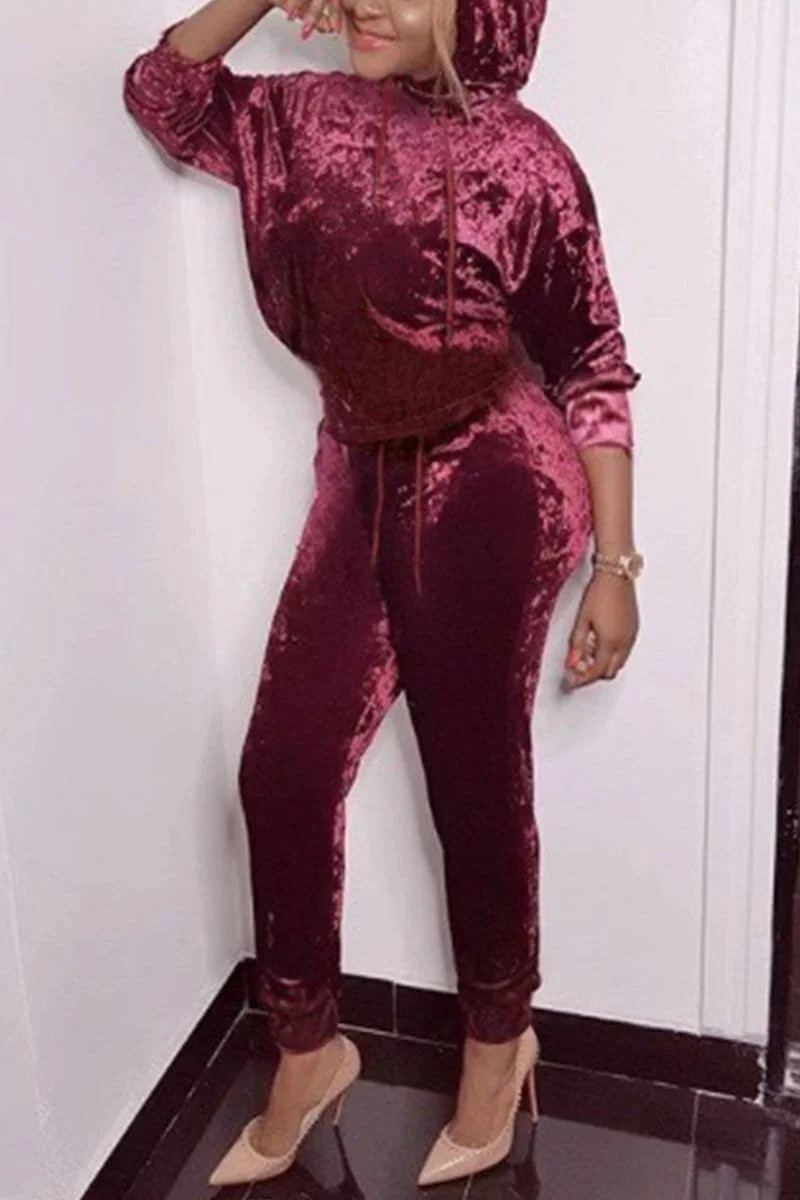 Fashion Casual Hooded Velvet Suit