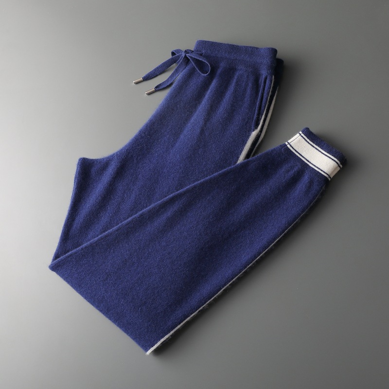 Men's Cashmere Pants With Side Stripes REAL SILK LIFE