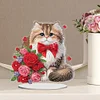 DIY Cat Rose Acrylic Special Shape Diamond Painting Desktop Ornaments