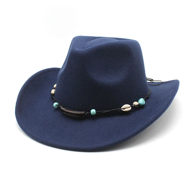 Unisex Fall Vintage Western Cowboy Woolen Sun Protection Wide Brim Hat