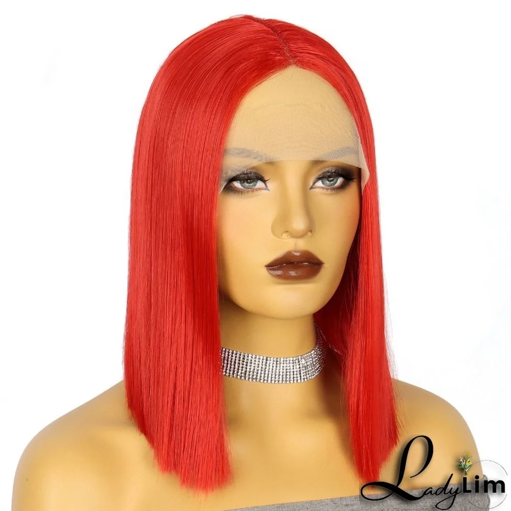Red Fashion Casual Solid Patchwork Wigs