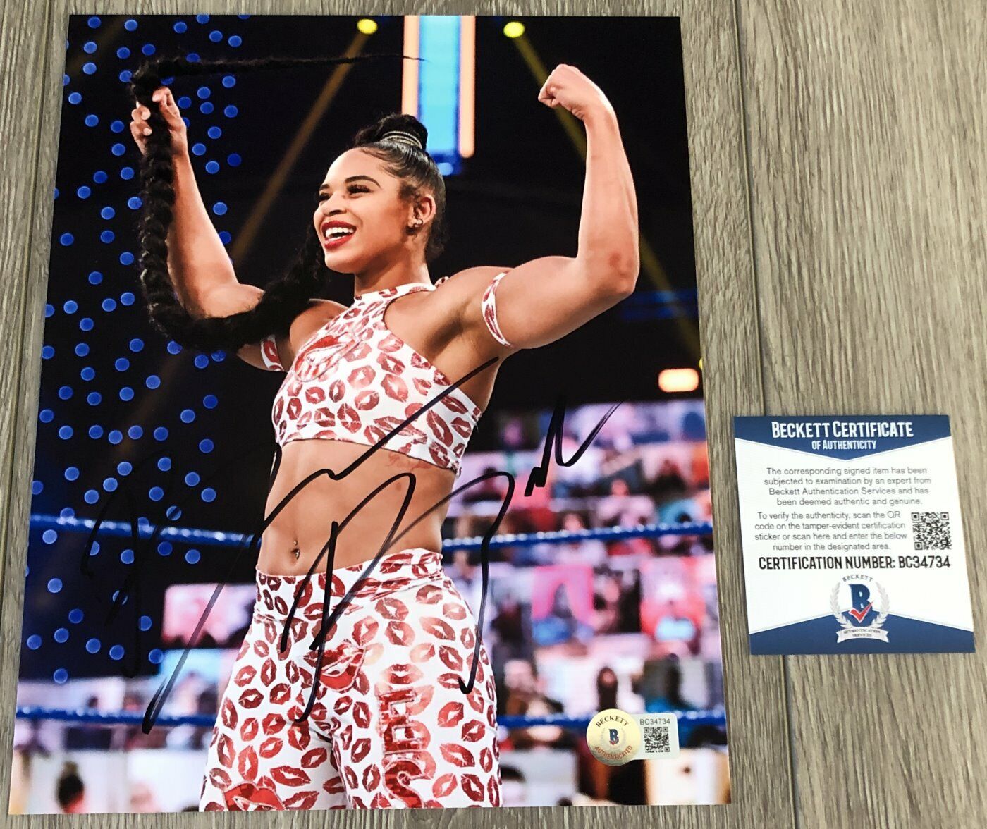 BIANCA BELAIR SIGNED AUTOGRAPH WWE RAW EST 8x10 Photo Poster painting w/PROOF & BAS BECKETT COA