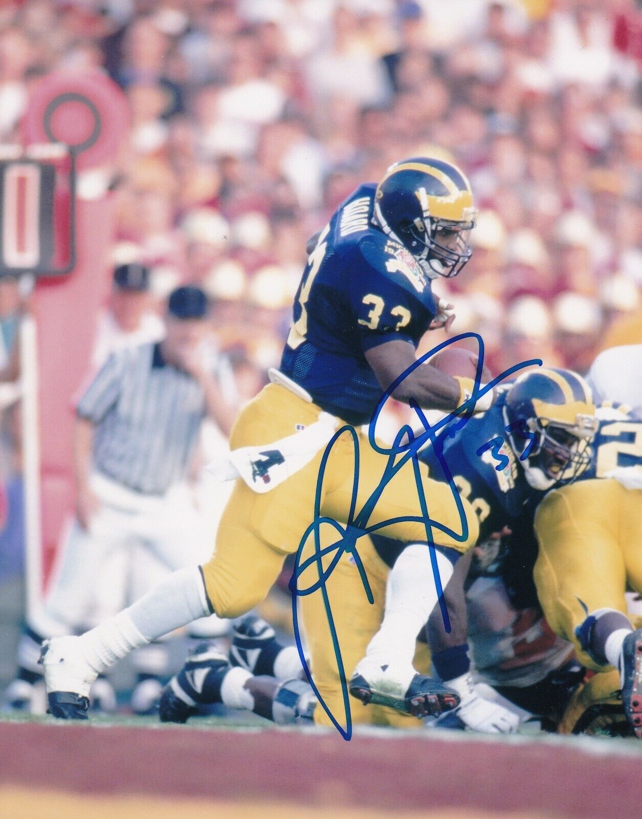 LEROY HOARD MICHIGAN WOLVERINES ACTION SIGNED 8x10