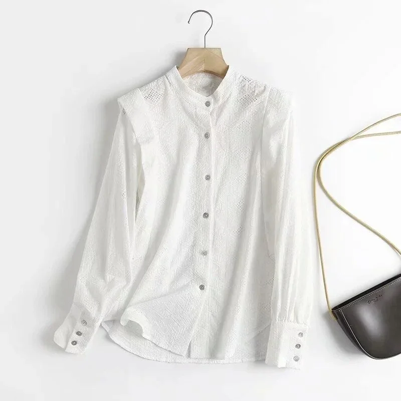 Christmas Gift Withered Indie Folk Vintage Embroideried Butterfly Sleeve White Elegant Blusas Mujer De Moda 2023 Shirt Enlgand Blouse Women