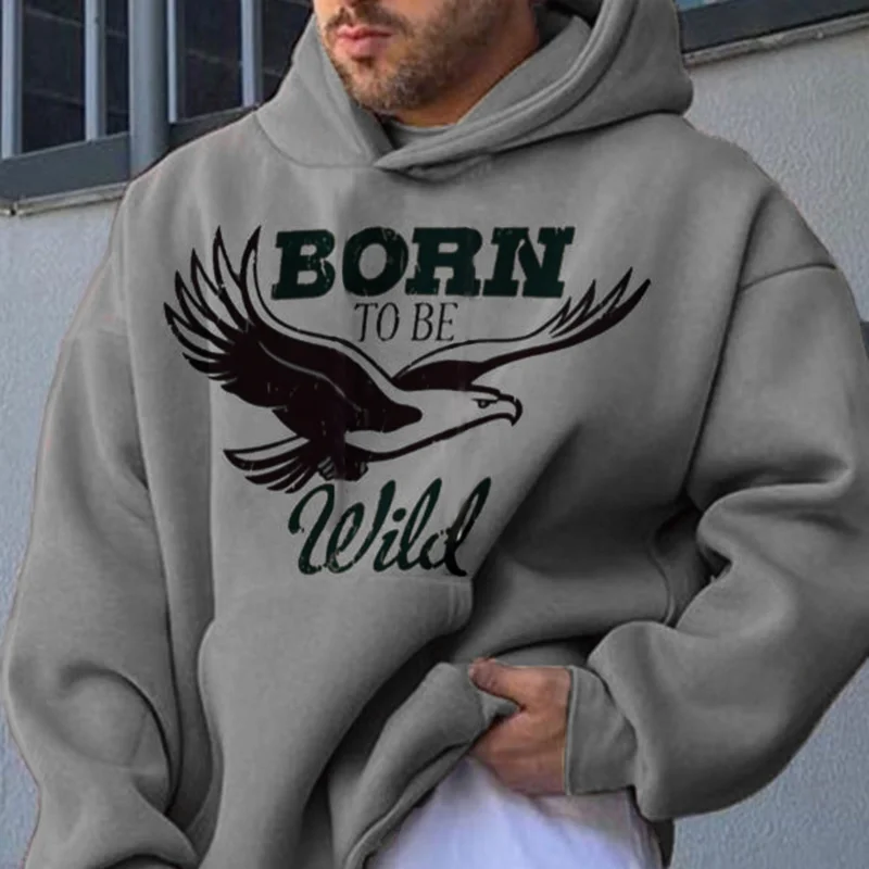 Retro Eagle Print Men’s Hoodie