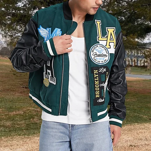 Casual retro varsity baseball jacket