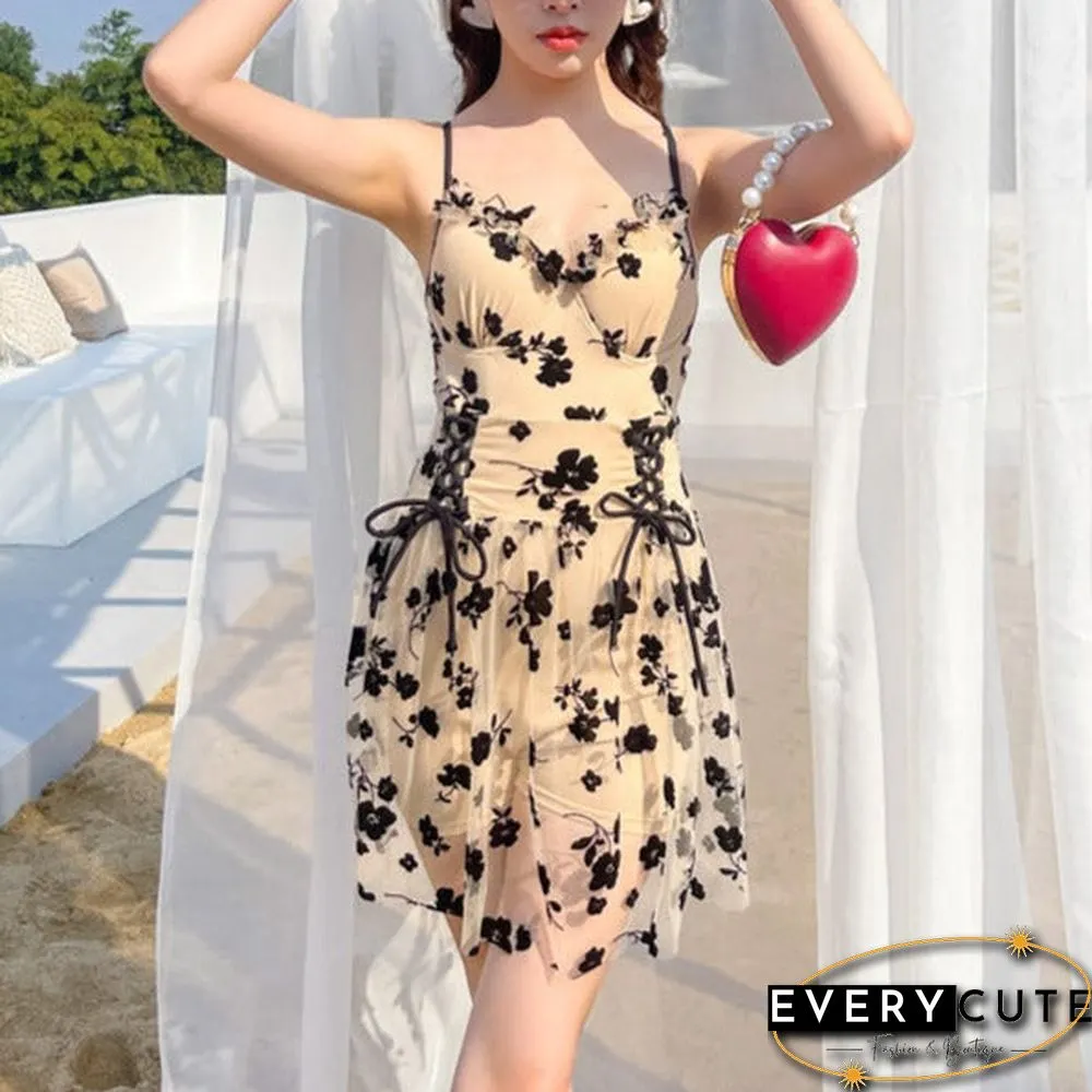 V-neck Spaghetti Strap Floral Print Dress
