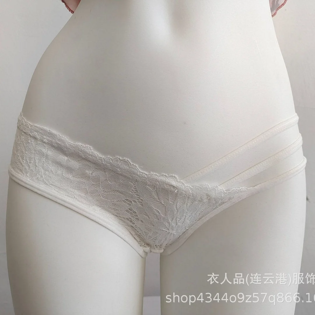 Uveng Women's Sexy Low-Rise Hollow Thin-Swear Panties Breathable Cotton Bag Hip Lace Strapped Shorts