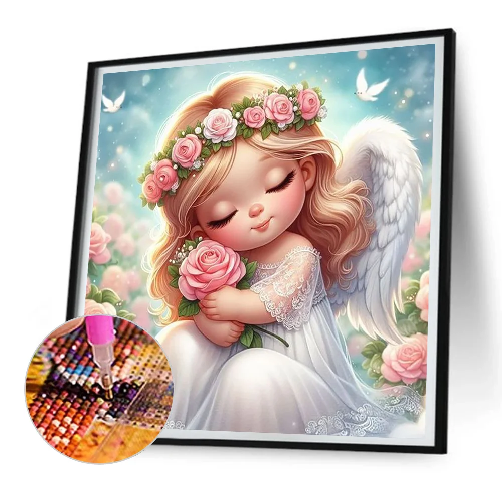 Full Round Diamond Painting 30*30cm - Angel Girl