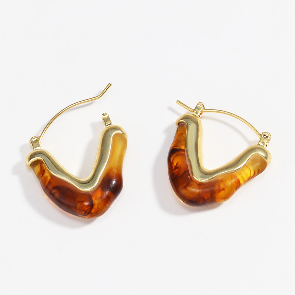 Maillard Triangle Irregular Geometric Droplet Plastic Electroplating Stud Earrings