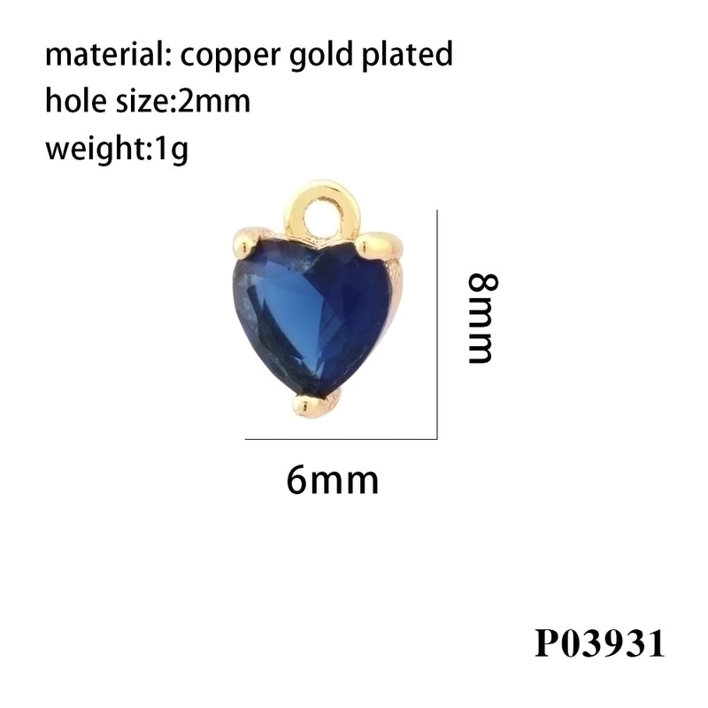 Romantic Minimalist Heart Shape Copper Plating Inlay Zircon 18k Gold Plated Valentine’s Day Charms