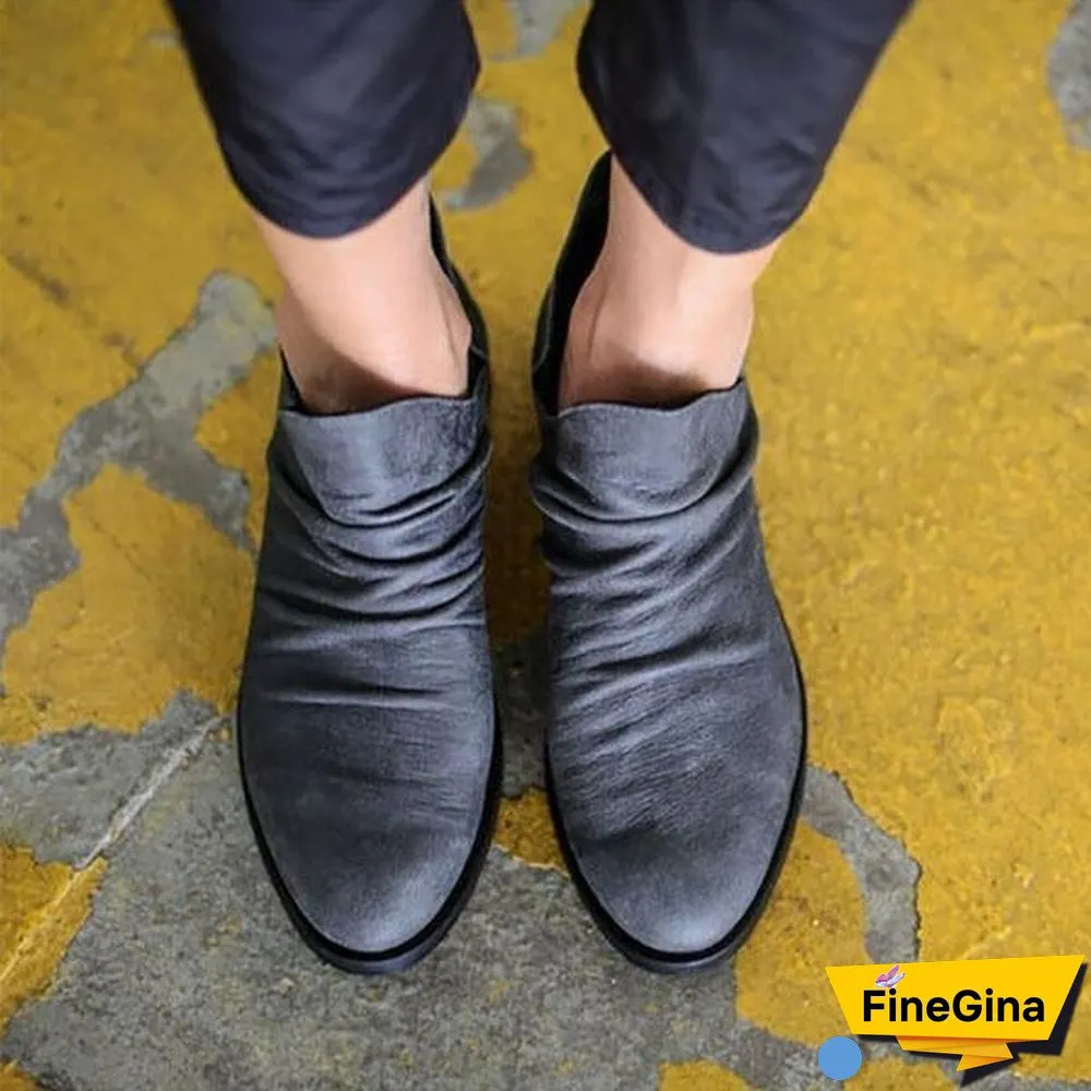 Slip-On Low Heel Casual Boots