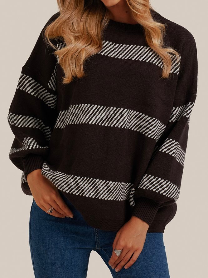 Cotton-Blend Shift Casual Crew Neck Sweater