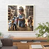 Girl Puppy Sheep Round Diamond Diamond Painting 30*30cm