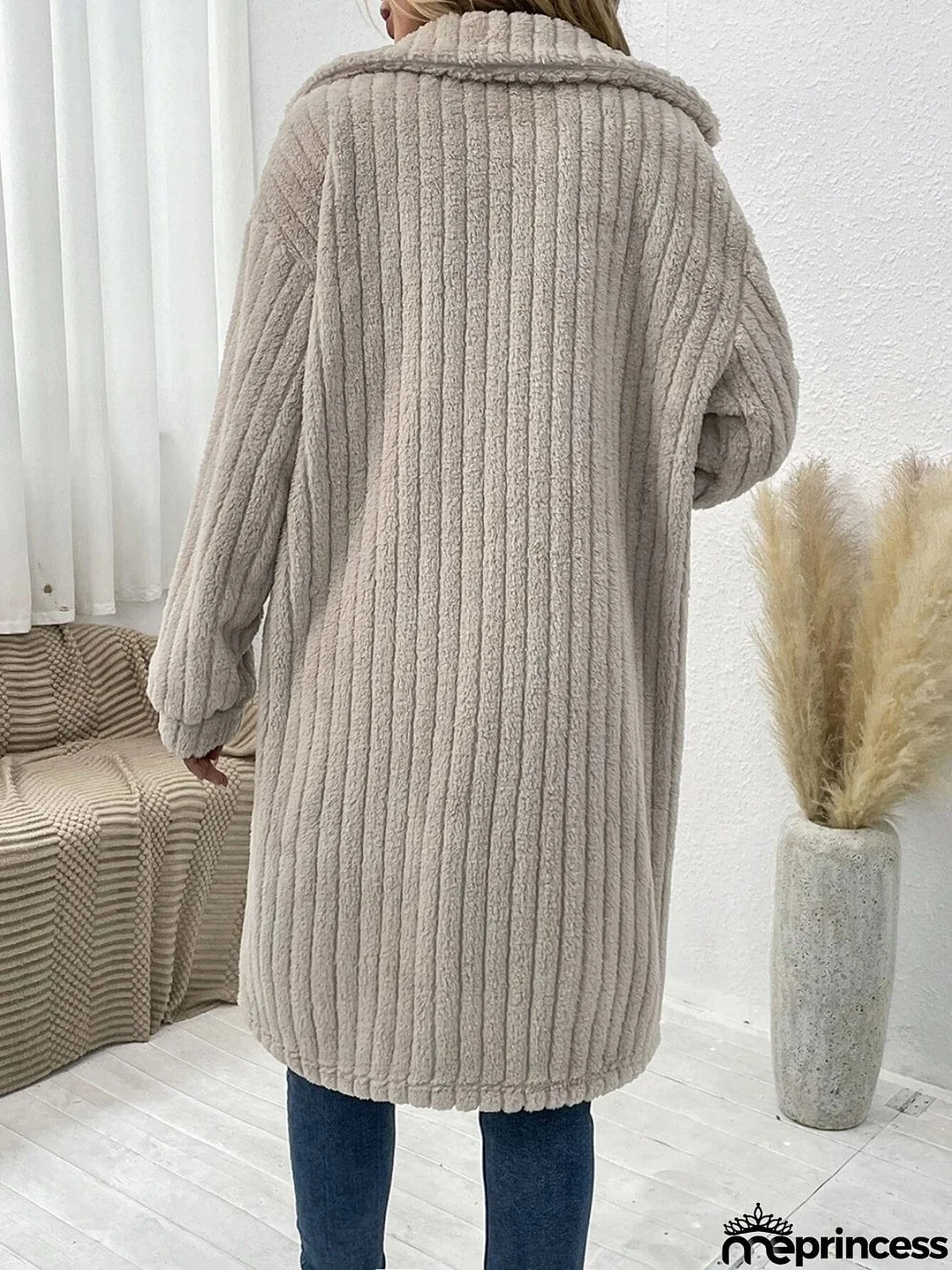 Collared Neck Drop Shoulder Coat