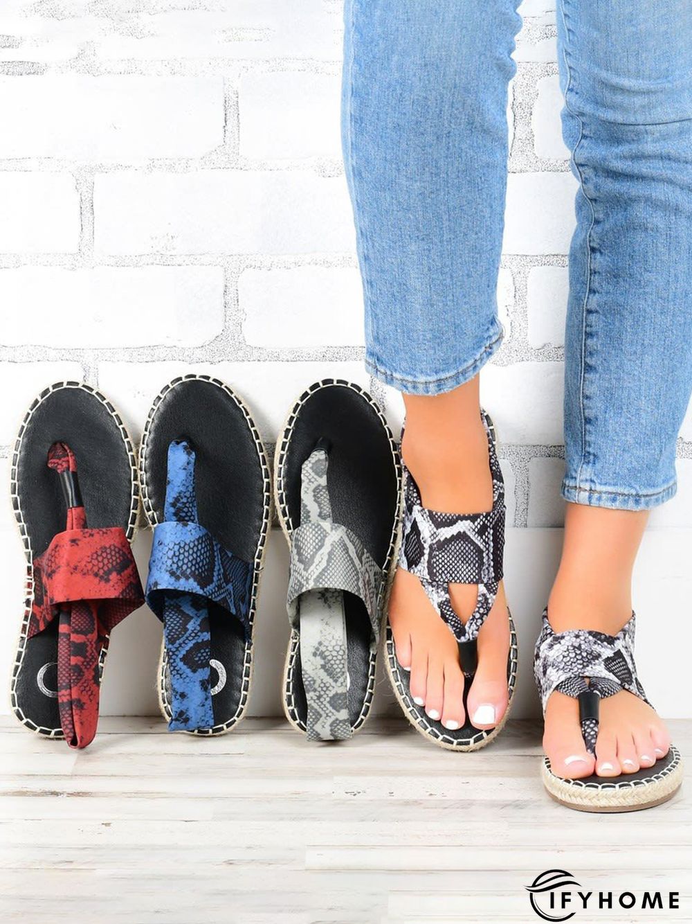 Snake Print Flip Flop Sandals | IFYHOME