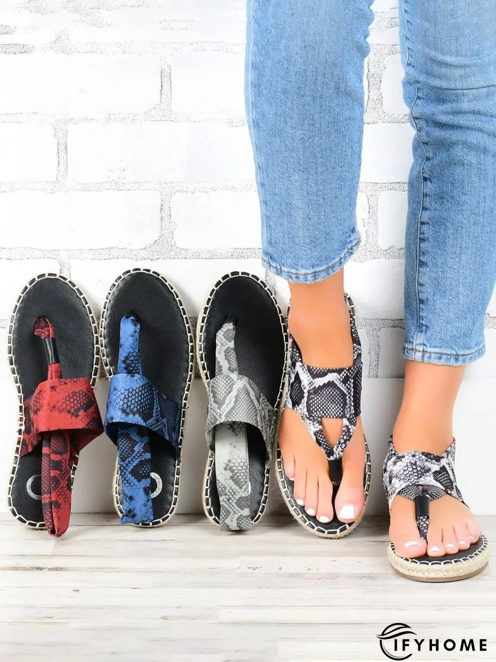 Snake Print Flip Flop Sandals | IFYHOME