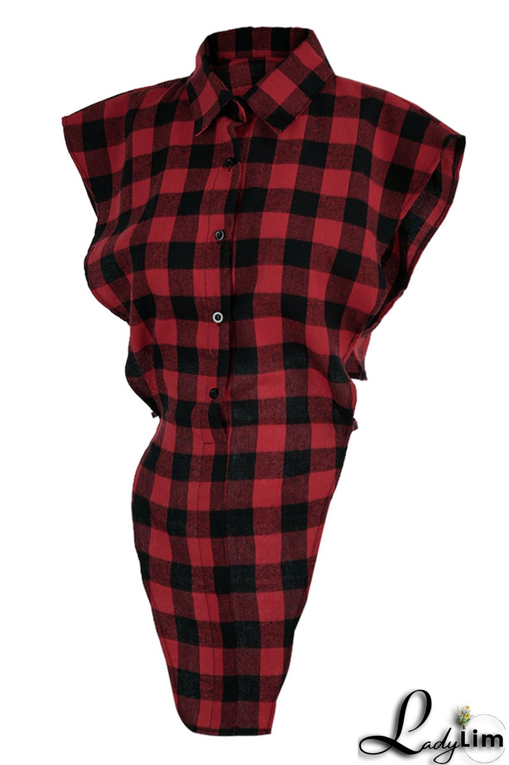 Yellow Casual Street Plaid Print Patchwork Buckle Asymmetrical Turndown Collar Tops