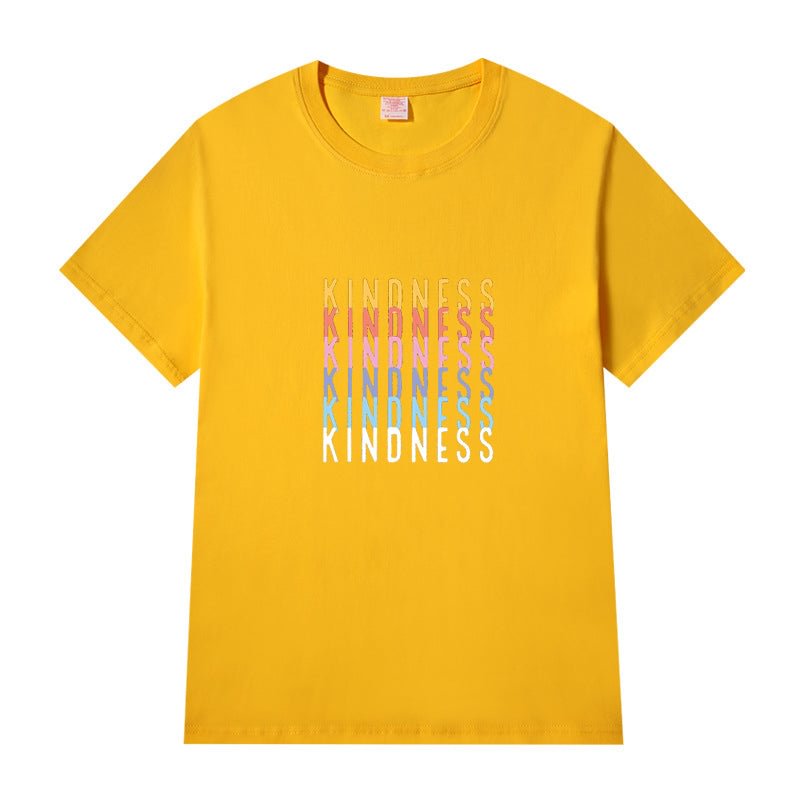 Short Sleeve Crew Neck Be Kind Letter Printed T-shirt