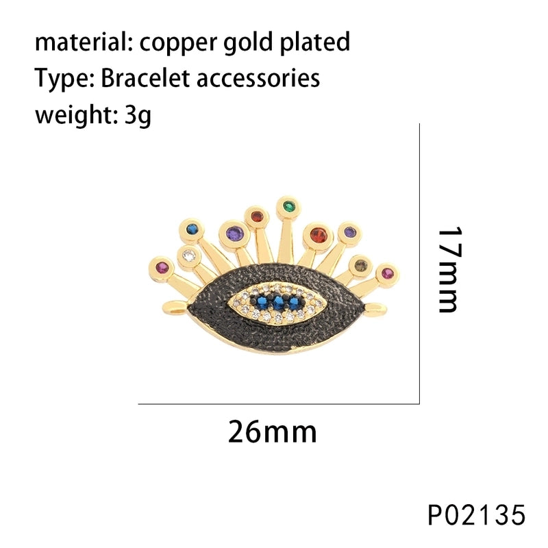 1 Piece 20*50mm 21*11mm 27*23mm Copper Zircon 18K Gold Plated Devil’s Eye Pendant