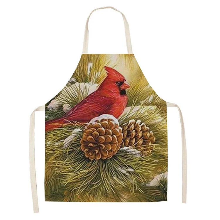Waterproof Linen Kitchen Apron -Cardinals