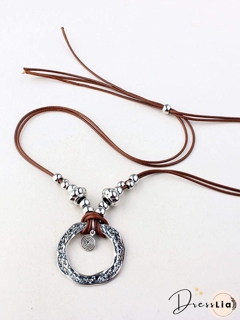 Vintage Ethnic All Season Metal Leather Commuting Leather Standard Chain Necklaces Necklace for Women