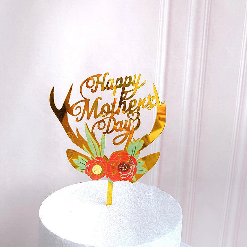 Acrylic Cake Topper Ins Style Floral Uv Color Printing Happy Birthday Dessert Decoration Plugin