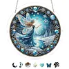 (18.5cm)DIY Acrylic Jigsaw Puzzle Window Hanging with Hanging Chain DIY Stained Glass Decoration Round Window Puzzle Decor for DIY Craft Project(Snowflake Fairy)