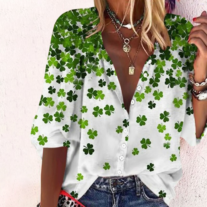 St. Patrick's Day Printed Casual Blouse wearshes