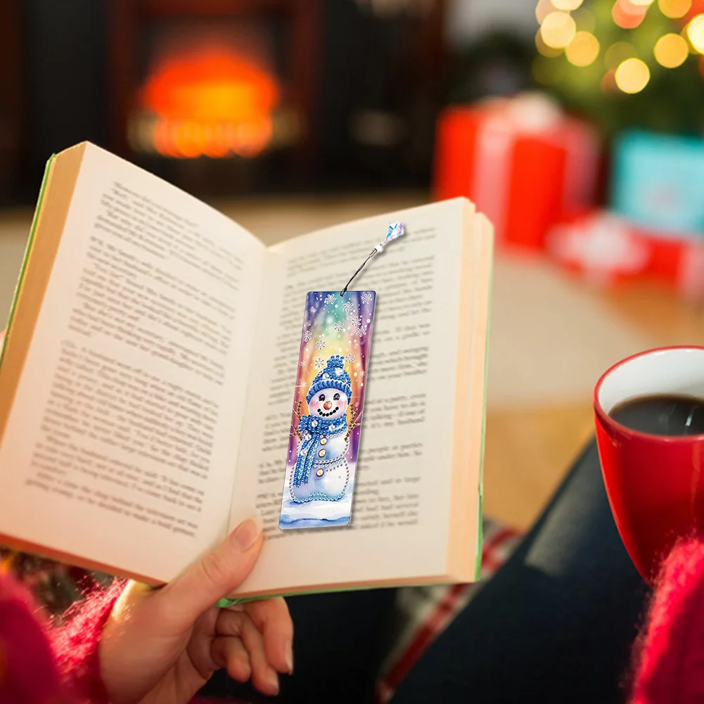 Snowman A5 Size Diamond Painting Notebook Set with 4Pcs Bookmark Holiday Gift