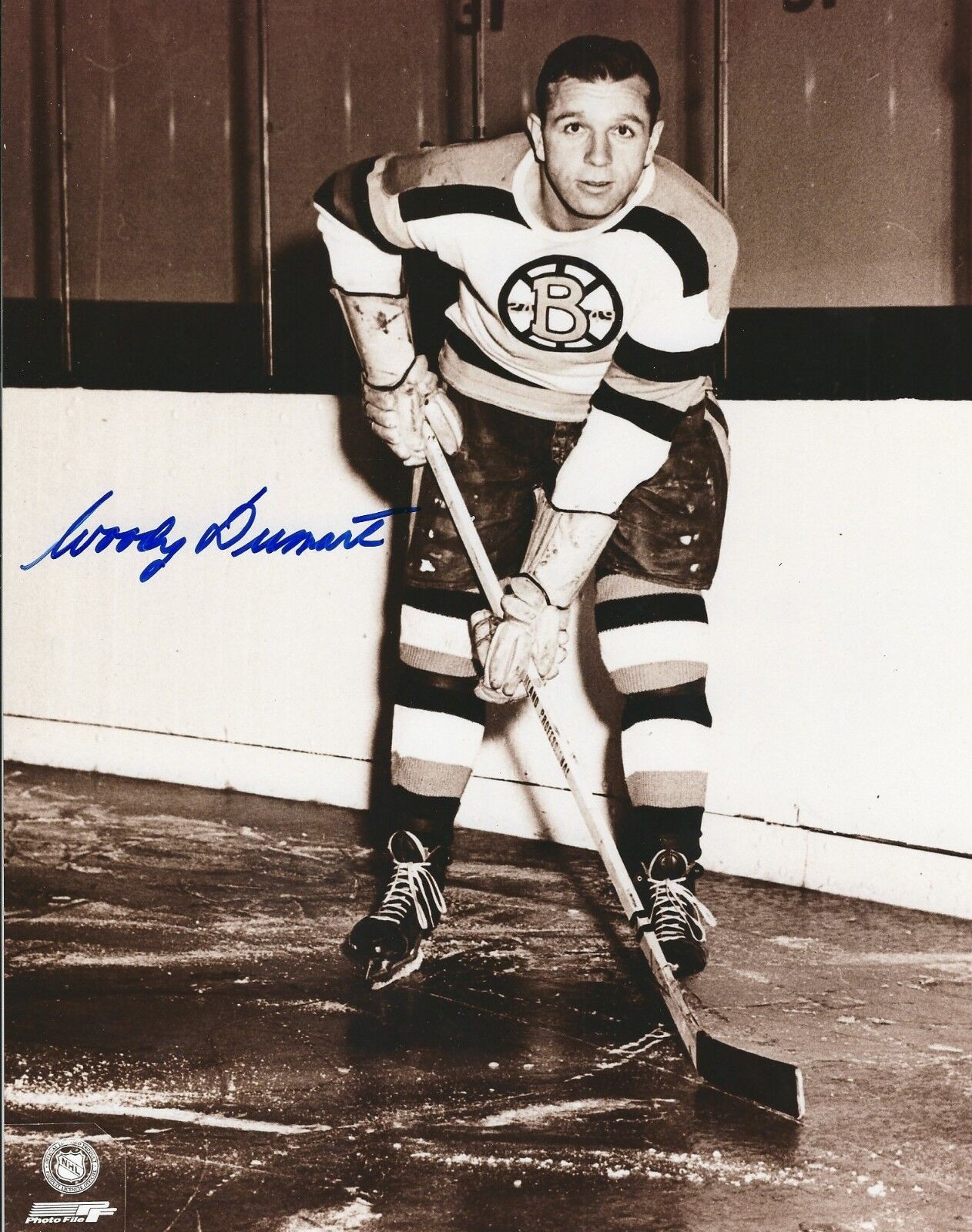 Signed WOODY DUMART Boston Bruins Autographed 8x10 Photo Poster painting - COA