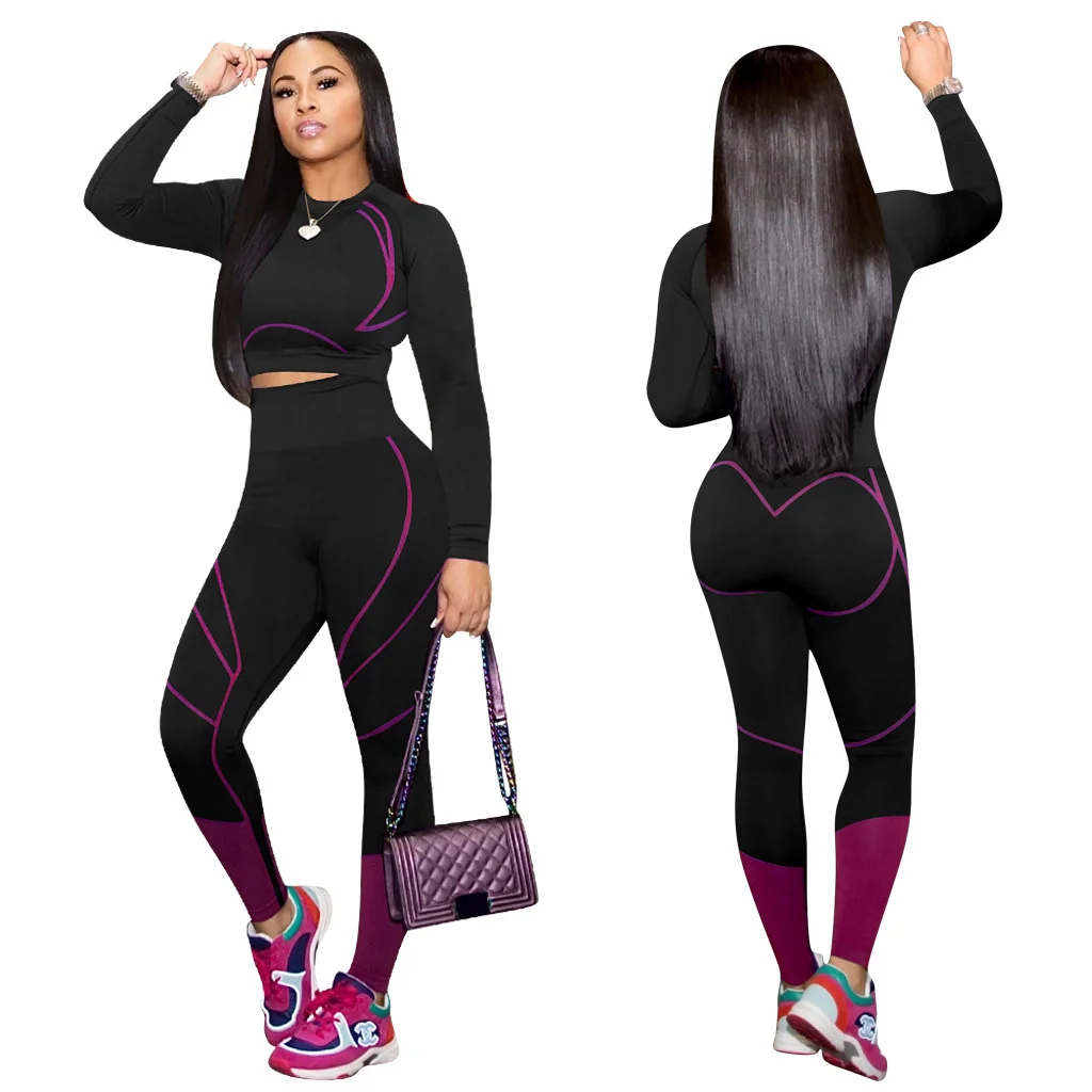 Uveng Uveng Autumn/Winter Yoga Sports Long-Sleeved Trousers Set Two-Piece High-Rise Shoulder Sleeve