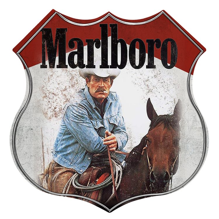 30*30cm - Western Marlboro - Shield Tin Signs/Wooden Signs