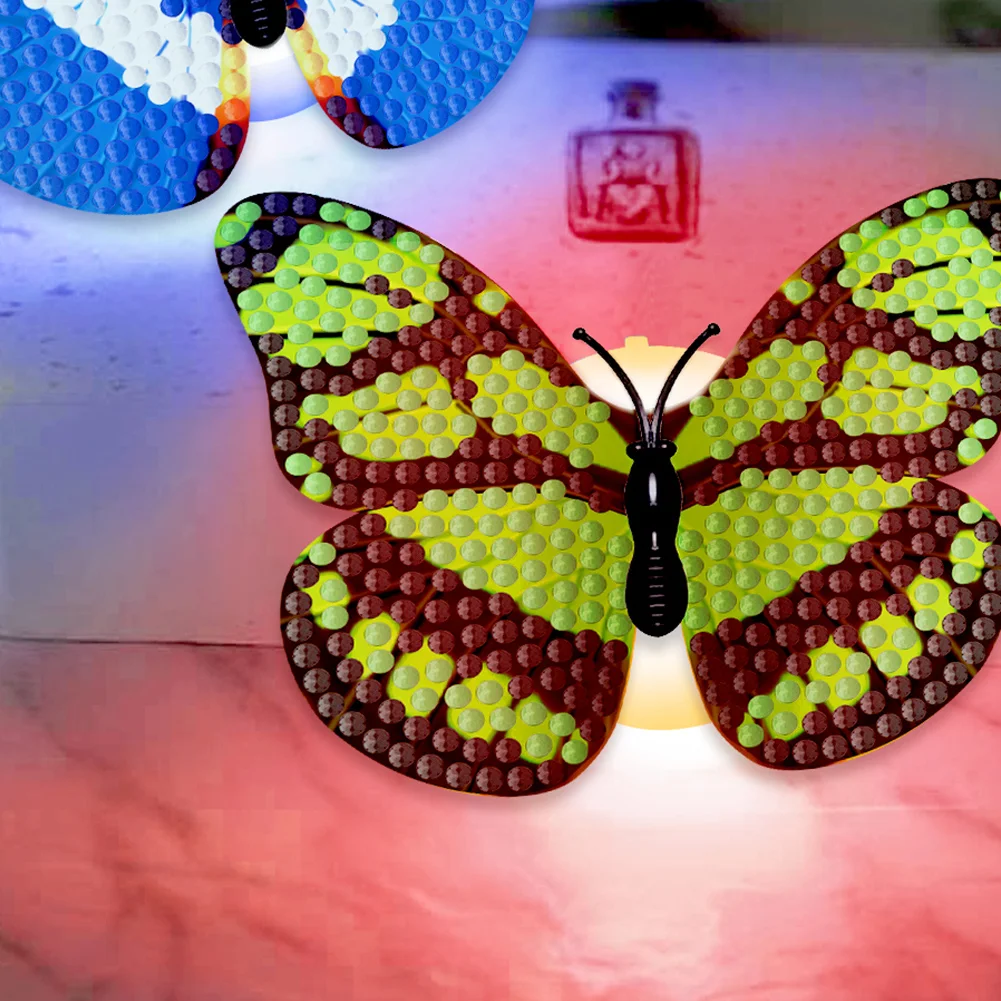 6Pcs Butterfly DIY Diamond Painting Decorative Stickers Set with Light