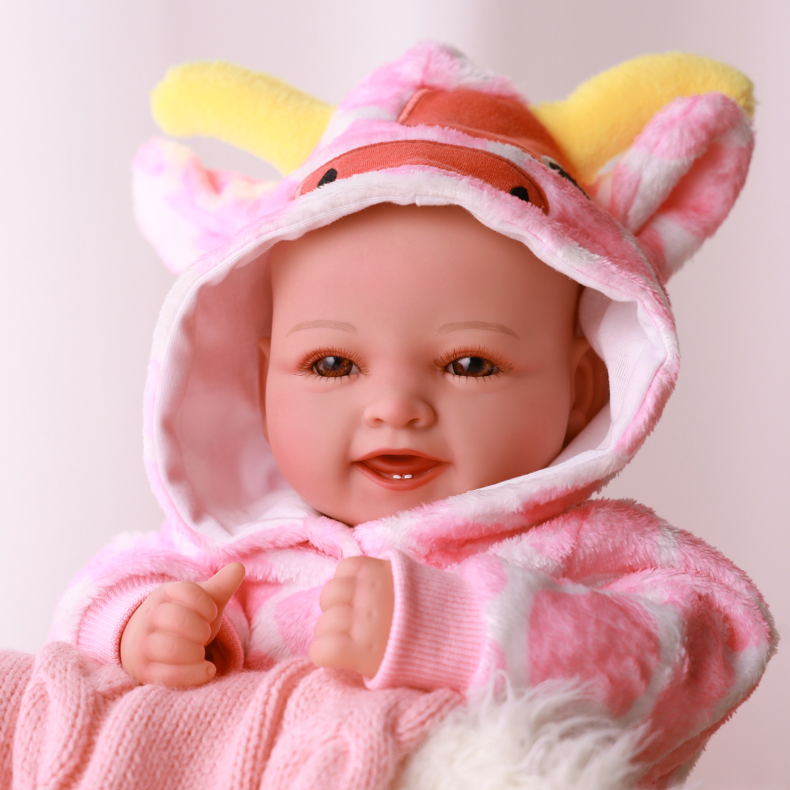 Babeside Smiling Reborn Baby Mia 17' Newborn Girl Healing of the Heart Pink Coat