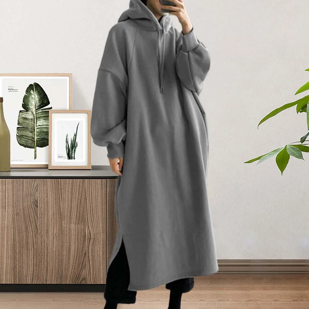 Smiledeer Autumn and winter casual long hooded sweatshirt dress