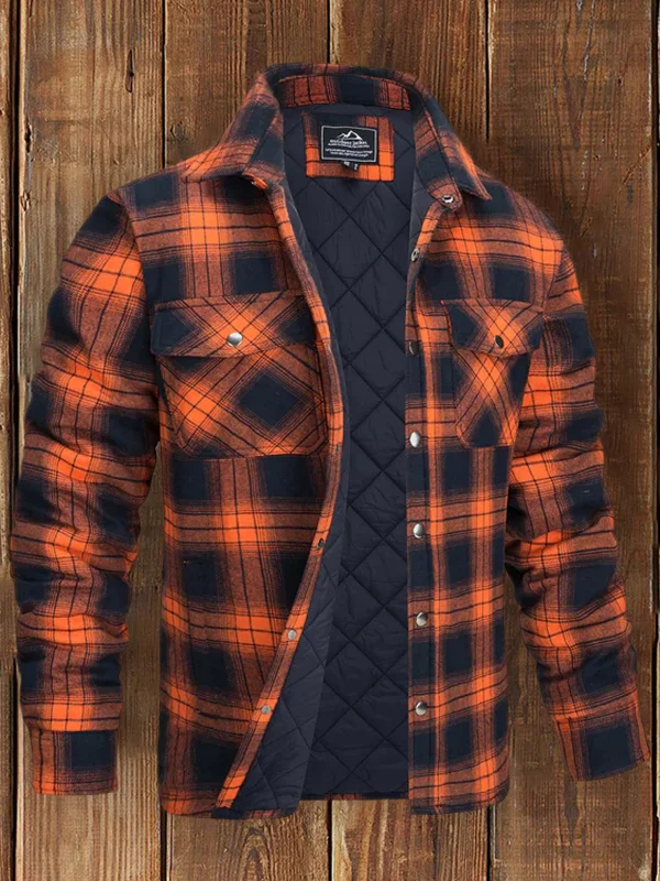 Men's autumn and winter plaid long-sleeved loose jacket