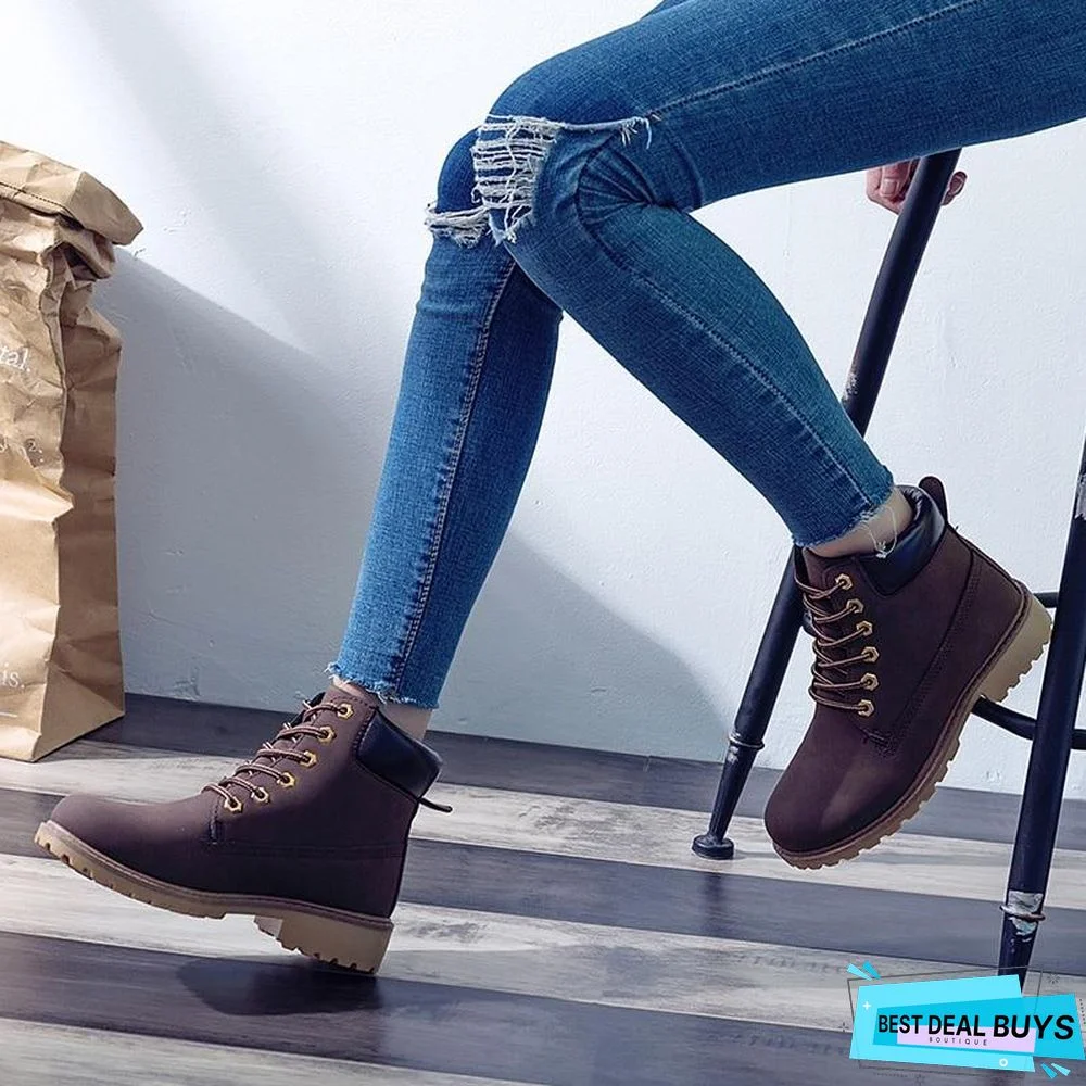 Autumn Early Winter Shoes Women Flat Heel Boots Fashion Keep warm Women's Boots Brand Woman Ankle Botas