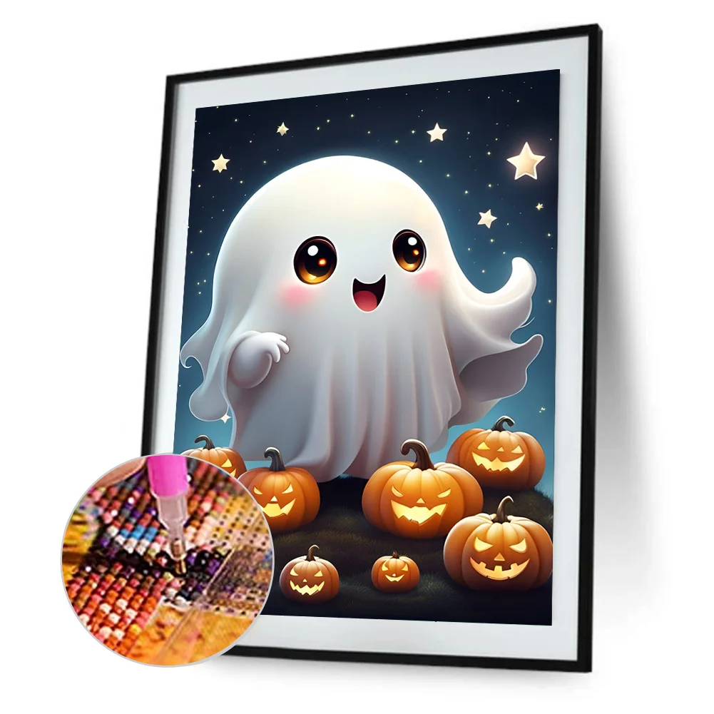 Diamond Painting - Full Round Drill - Halloween Cute Ghost(Canvas|30*40cm)