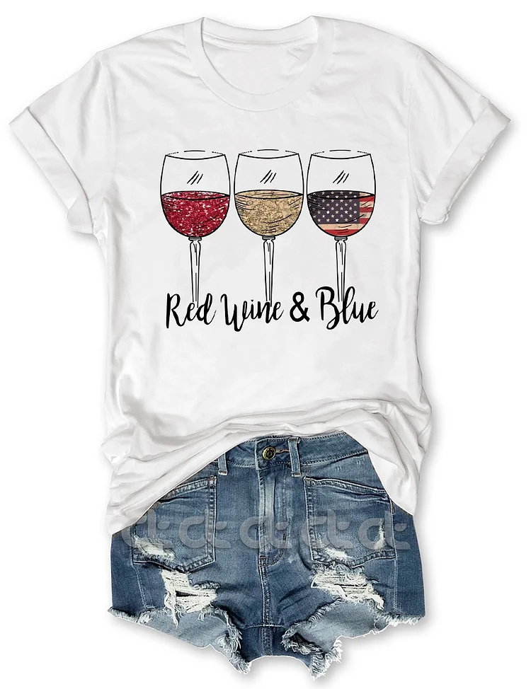 Red Wine & Blue 4th of July T-Shirt socialshop
