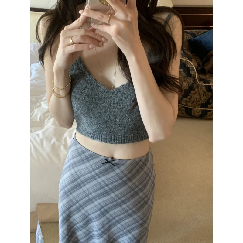 Uveng Uveng Chic Spring French Vintage High Waist Cover Across The Bing Lattice Tidive Dress Fishtail Skirt Half-Dress Girl